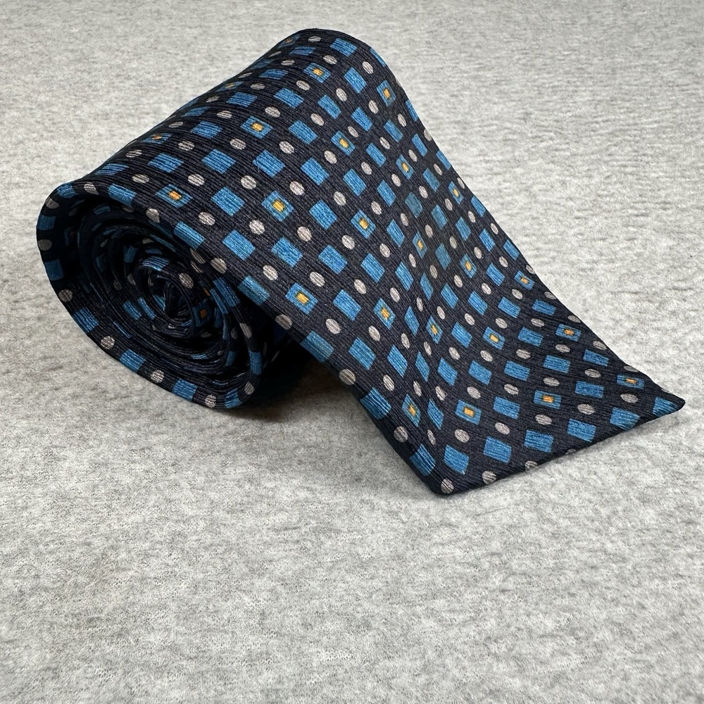 Vintage GUESS USA American Classics Blue Geometric Silk Tie 100% Silk‎